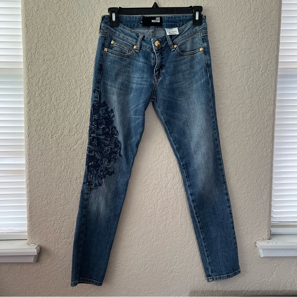 Vintage Love Moschino Embroidered Skinny Jeans